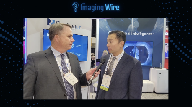 Imaging Wire video interview with Ryan Lee M.D. at RSNA 2023 discussing Riverain Technologies ClearRead AI-powered radiology and clinical imaging solutions.