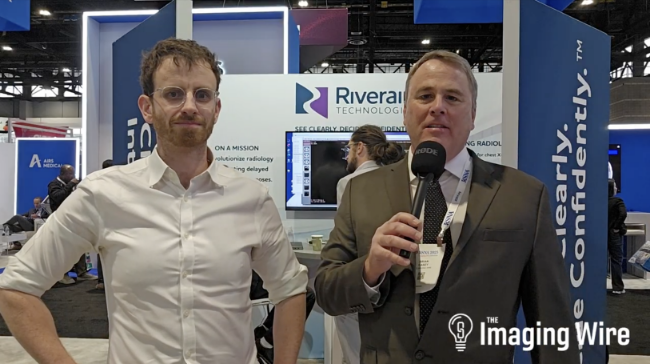 Imaging Wire video interview with Dr. James Hillis at RSNA 2025 discussing Riverain Technologies ClearRead CT coronary artery calcification (CAC) capabilities and the new study in Nature.