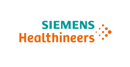 Official Siemens Healthineers logo in orange, a major medical imaging partner of Riverain Technologies for CT, X-ray, and syngo via OpenApps integration.