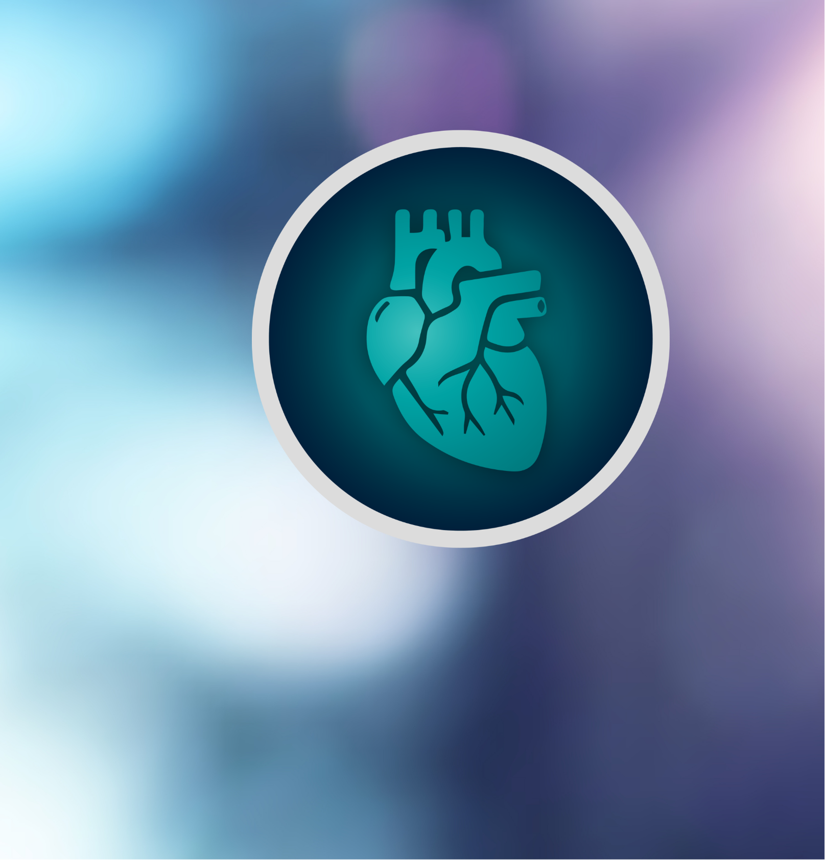 A stylized digital heart illustration with circuit-like details set against a soft gradient background, representing Riverain Technologies' cardiac health resource library.